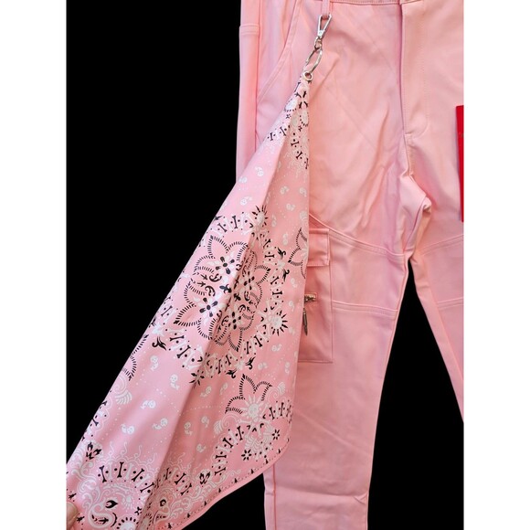 Guapi Pants Mens 28 Limited Edition Pink Faux PU Leather Cowboy Buckle Bandana - Picture 12 of 16